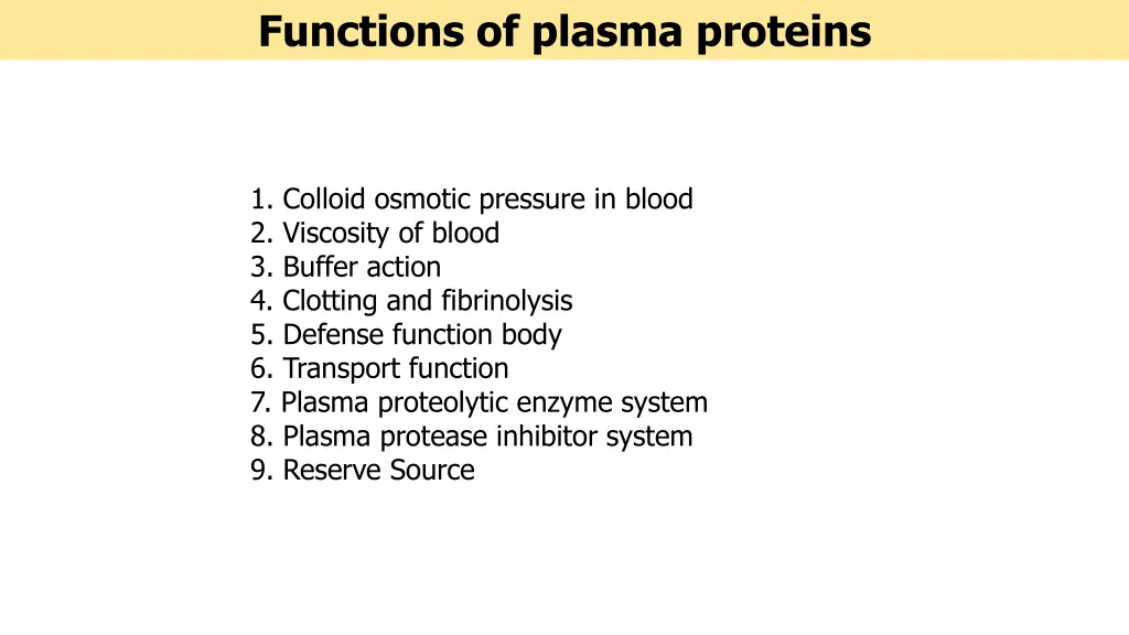 functions of plasma proteins