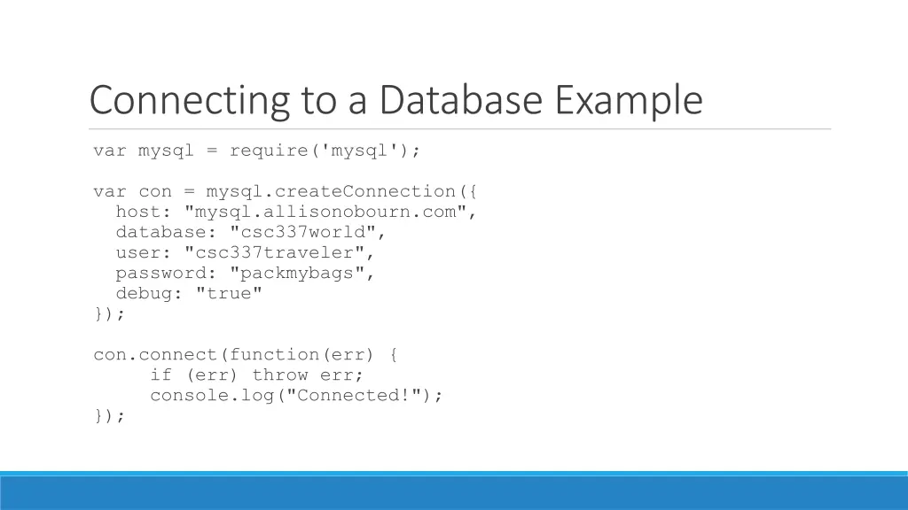 connecting to a database example
