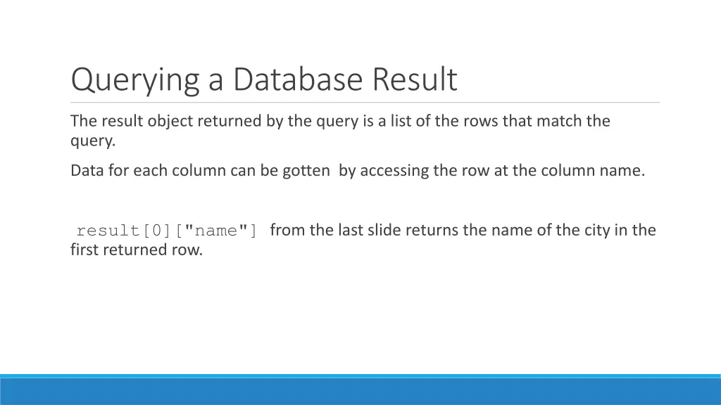 querying a database result