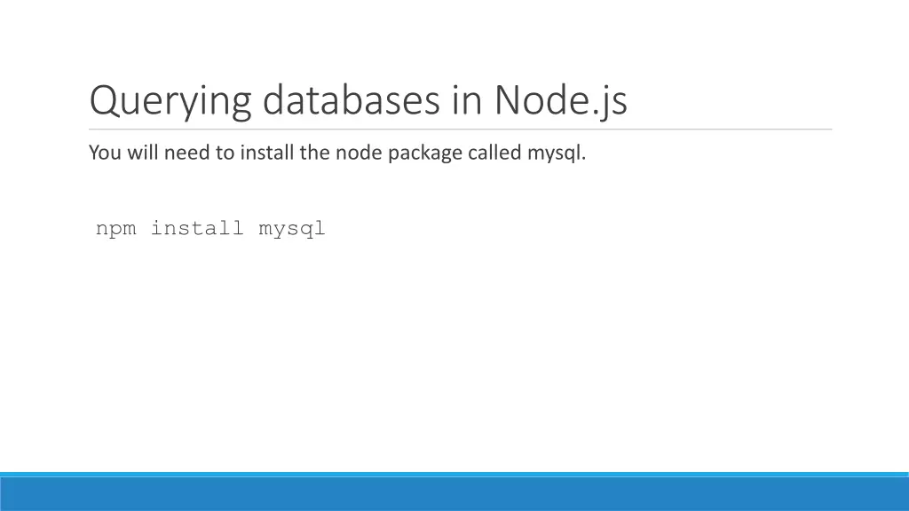 querying databases in node js