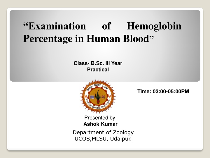 examination percentage in human blood