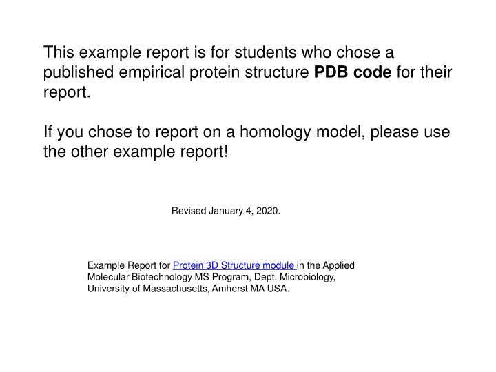this example report is for students who chose
