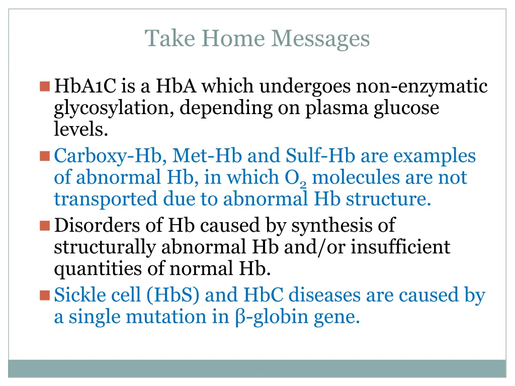 take home messages 1