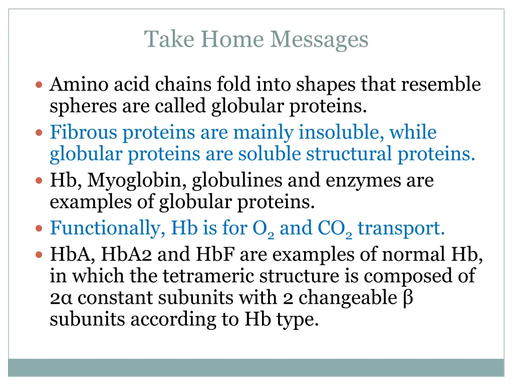 take home messages