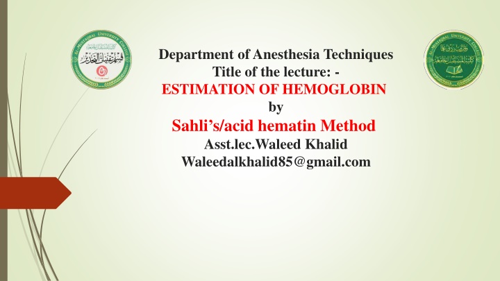 department of anesthesia techniques title