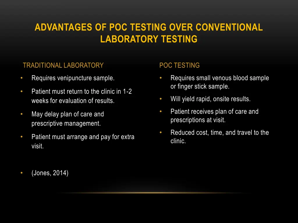 advantages of poc testing over conventional