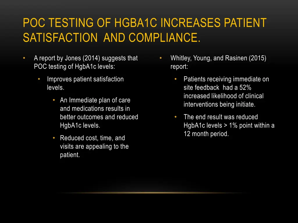 poc testing of hgba1c increases patient