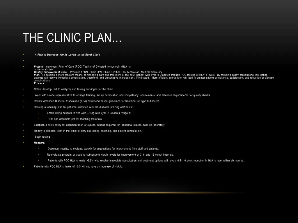 the clinic plan