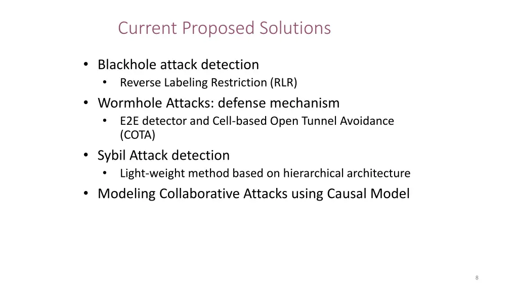 current proposed solutions