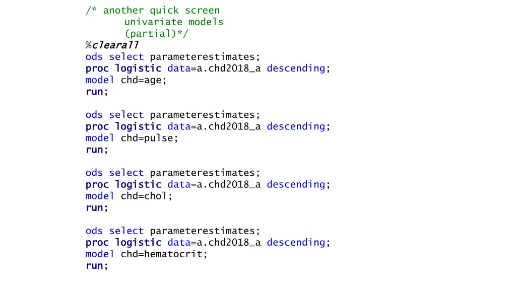 another quick screen univariate models partial