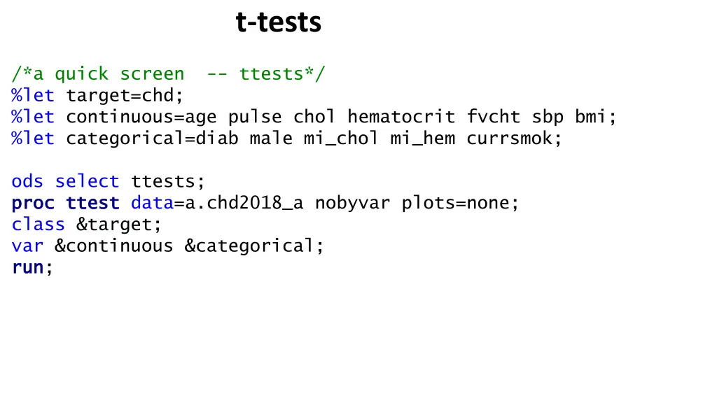 t tests