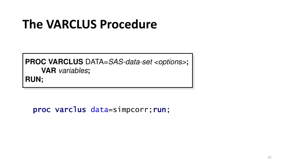 the varclus procedure