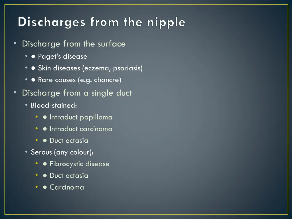 discharges from the nipple