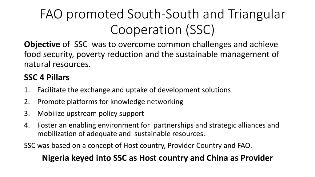 fao promoted south south and triangular