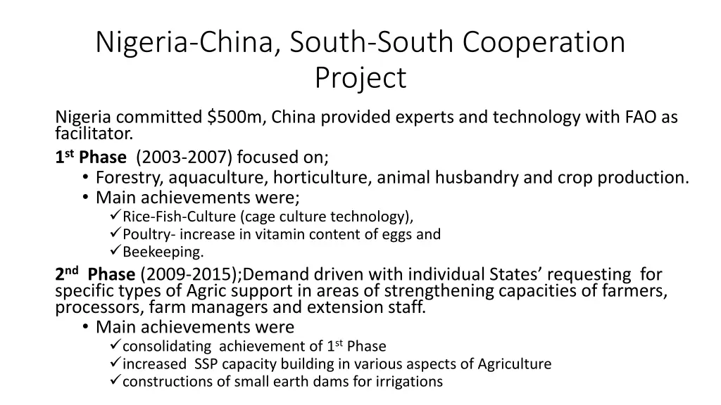 nigeria china south south cooperation project