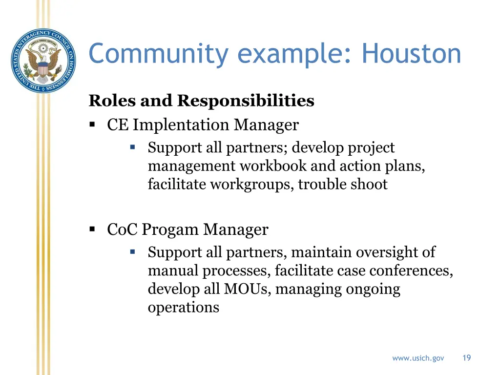 community example houston 2