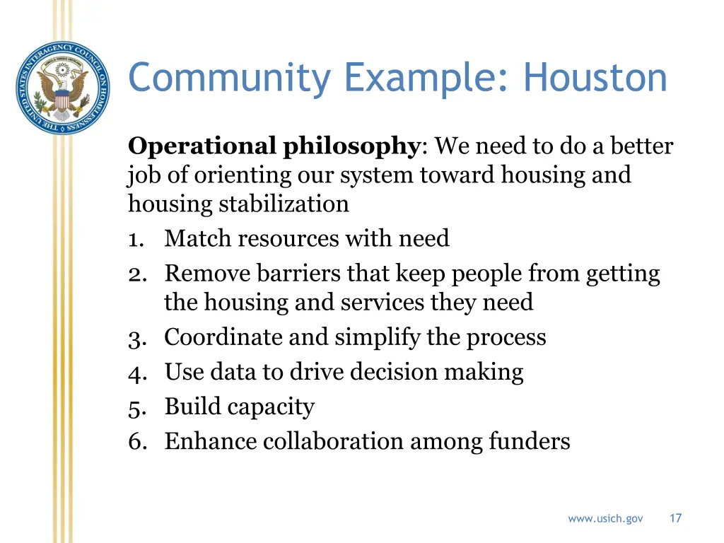 community example houston