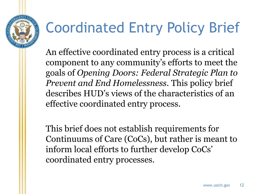 coordinated entry policy brief
