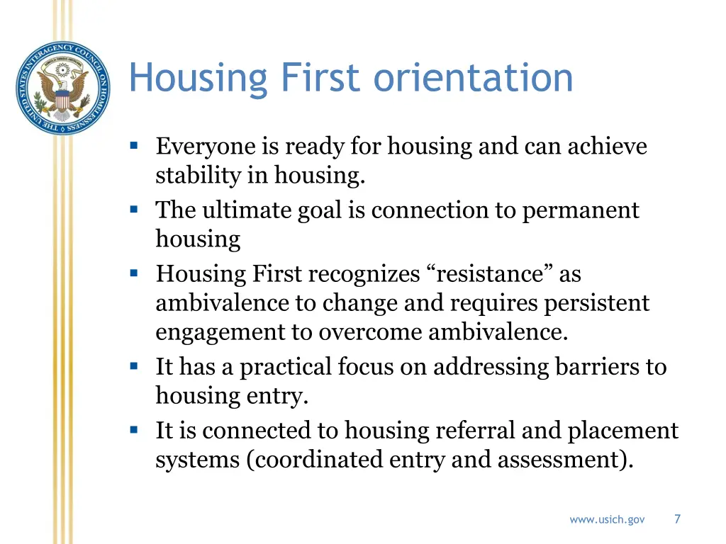 housing first orientation