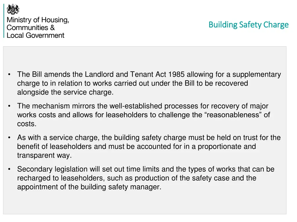 building safety charge building safety charge