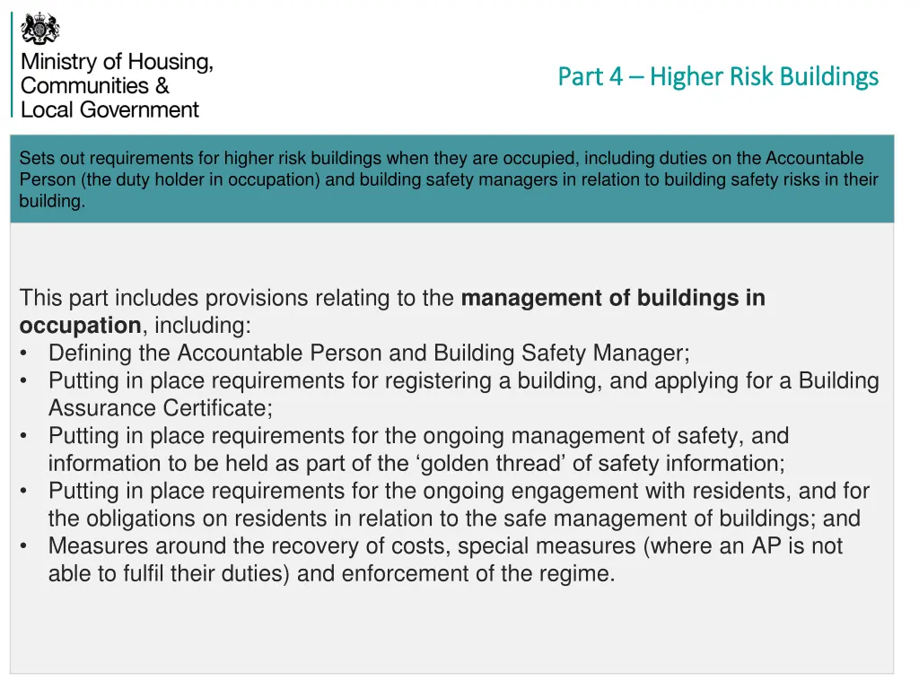 part 4 part 4 higher risk buildings higher risk