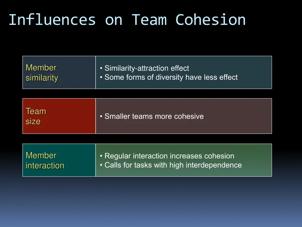 influences on team cohesion