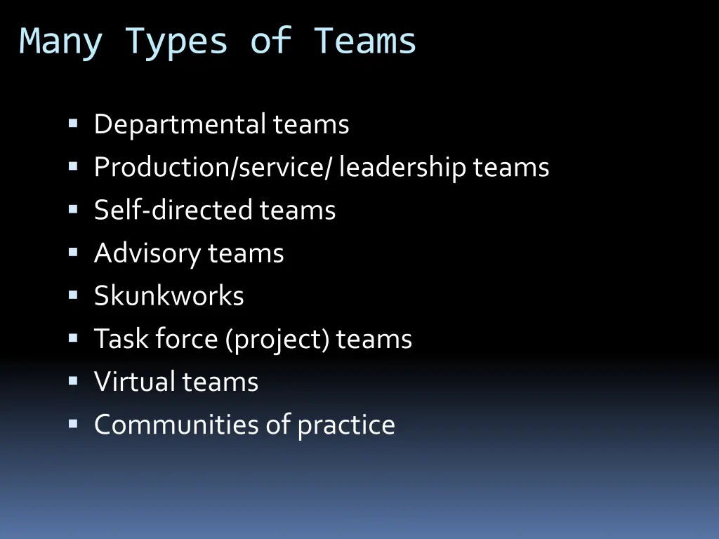 many types of teams