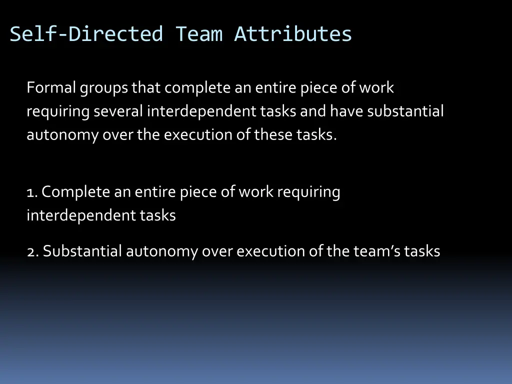 self directed team attributes