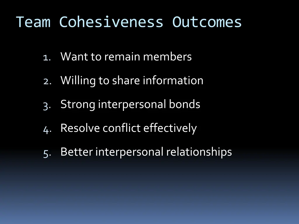 team cohesiveness outcomes