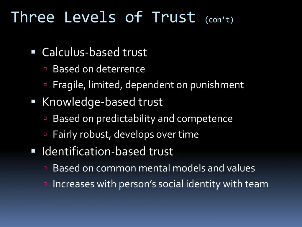 three levels of trust con t