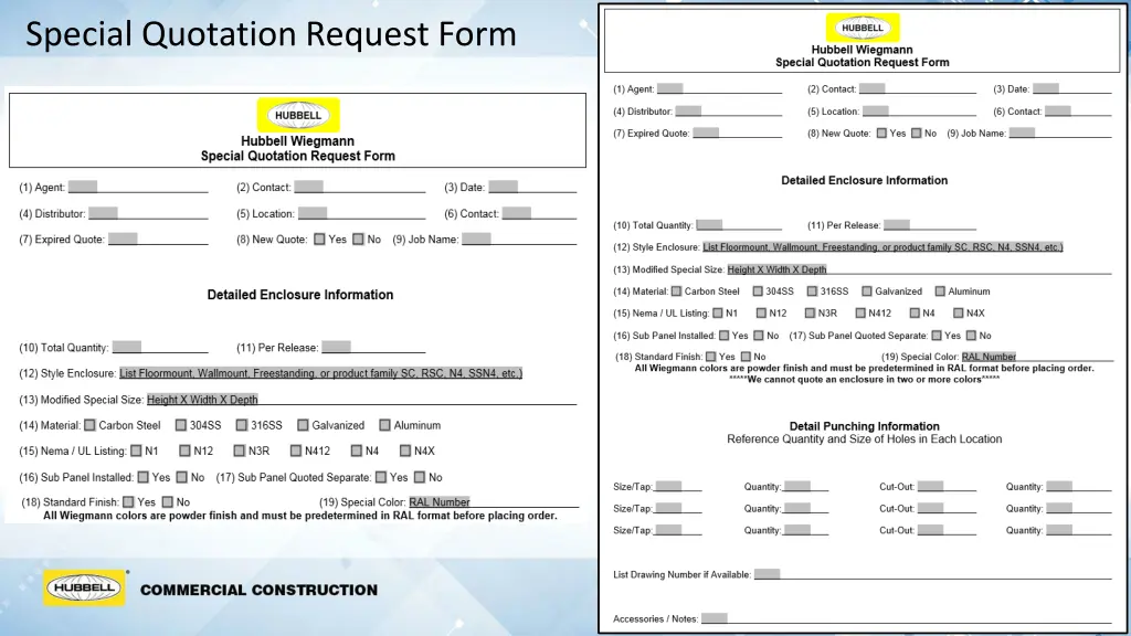 special quotation request form