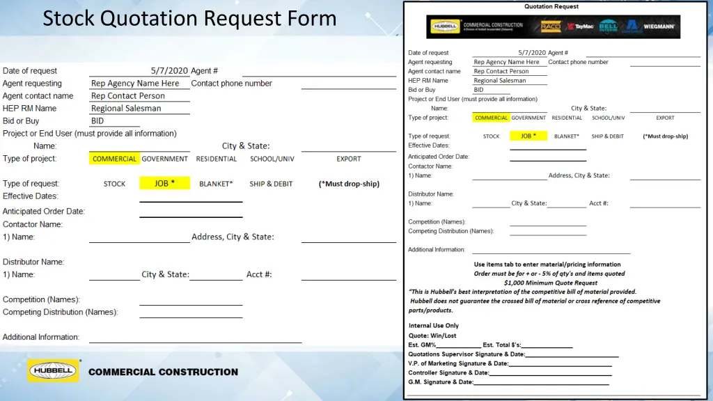 stock quotation request form