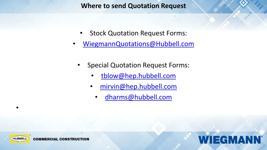 where to send quotation request