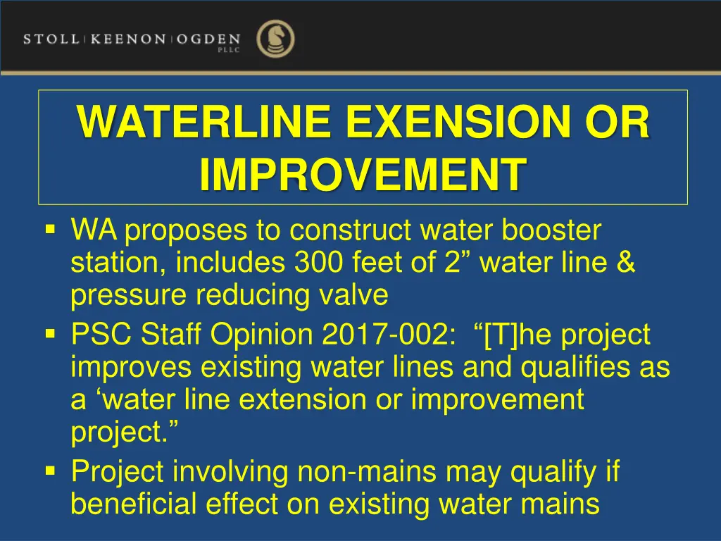 waterline exension or improvement wa proposes