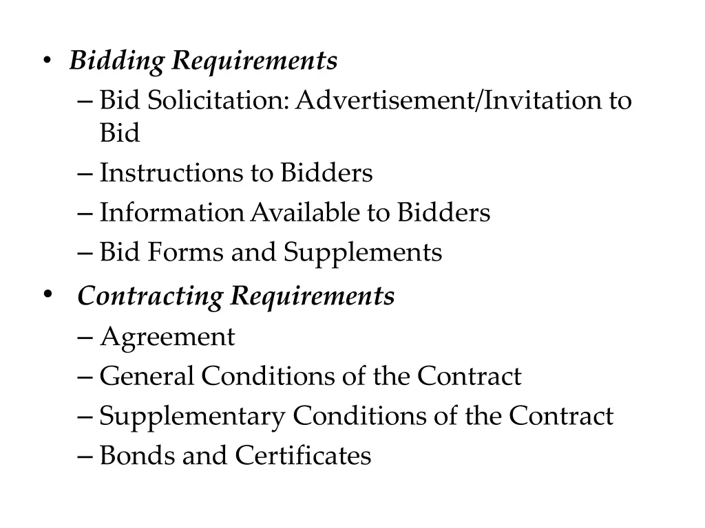 bidding requirements bid solicitation