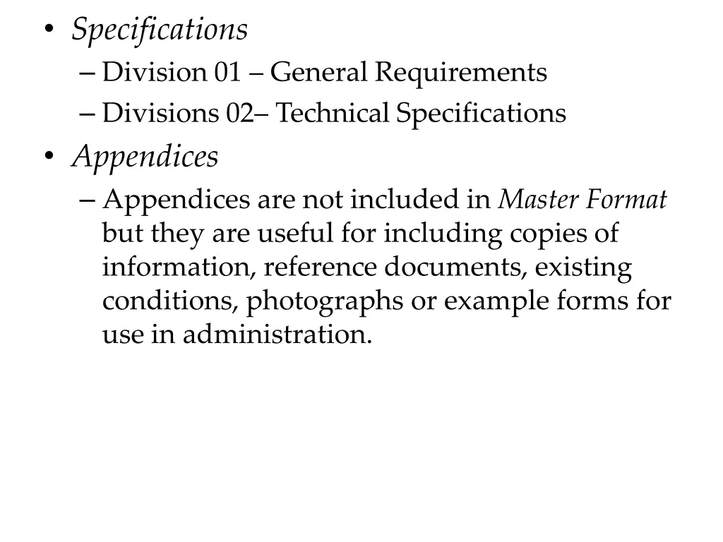 specifications division 01 general requirements