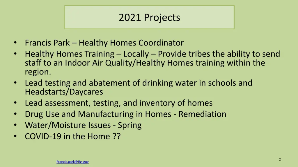 2021 projects