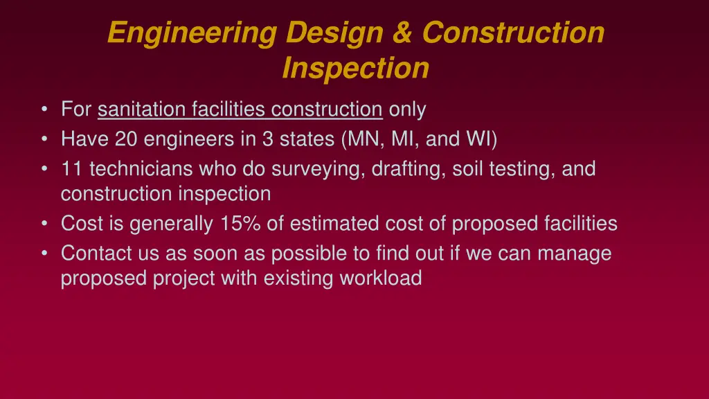engineering design construction inspection
