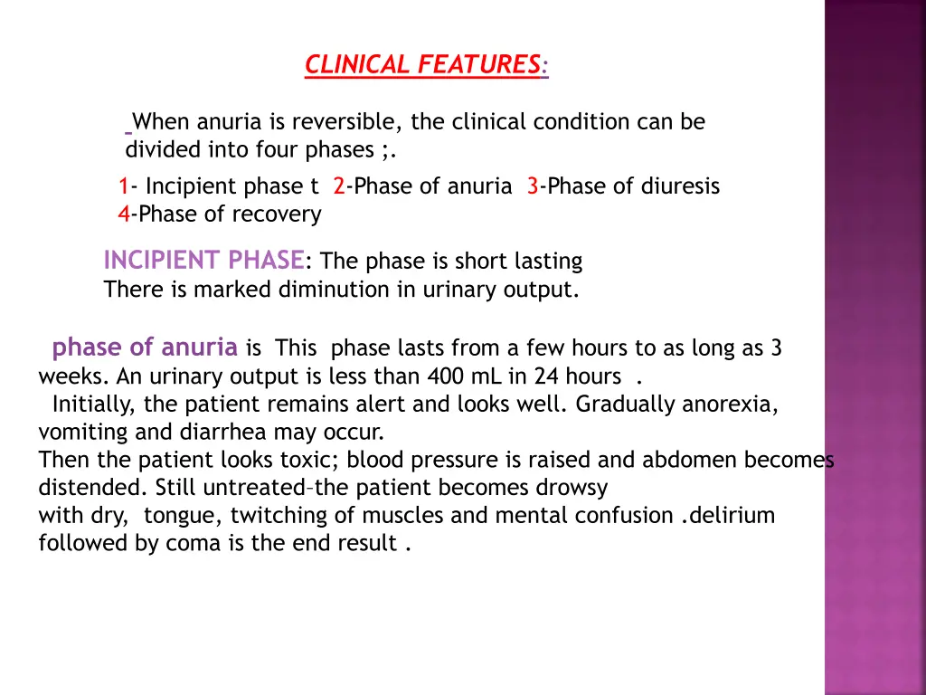 clinical features