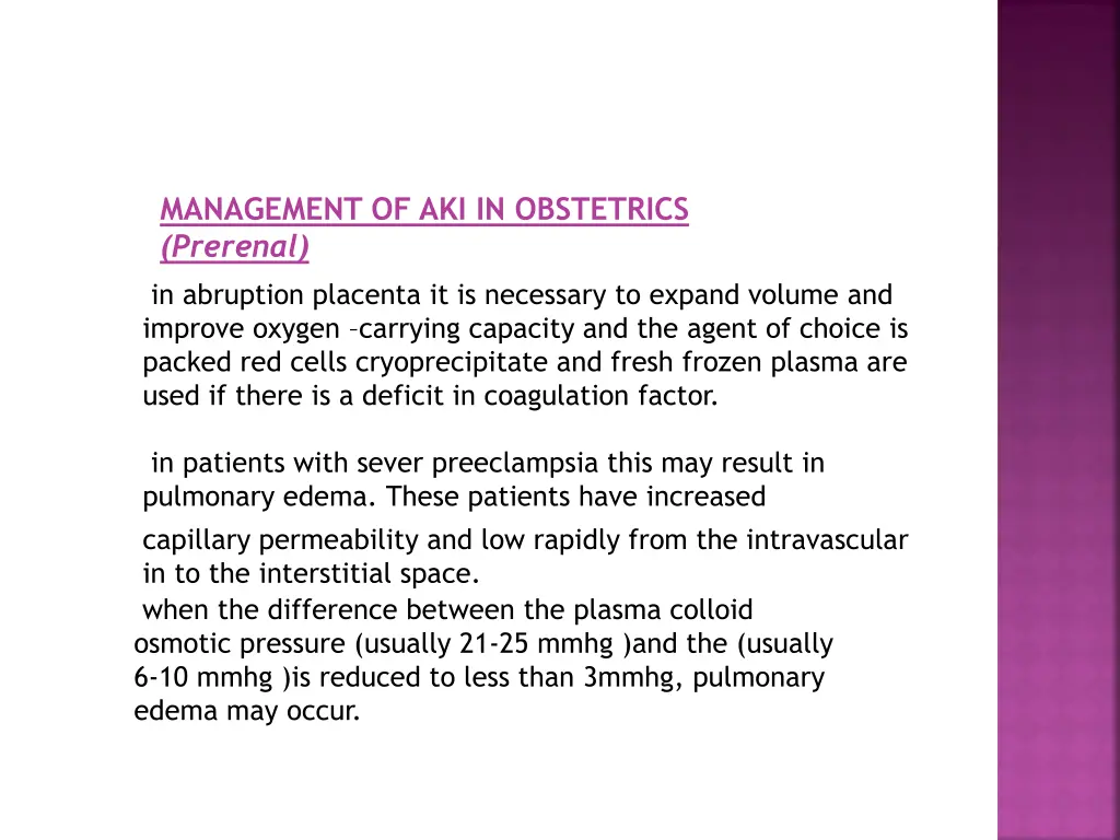 management of aki in obstetrics prerenal