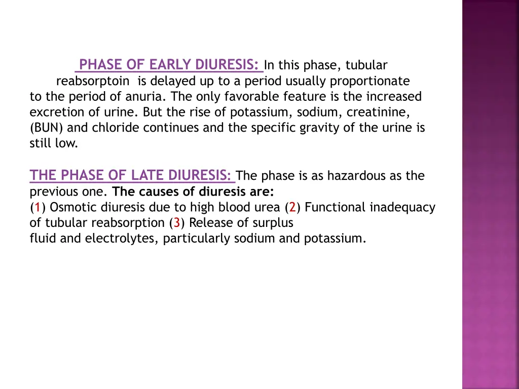 phase of early diuresis in this phase tubular