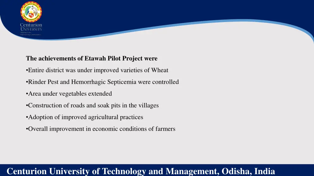 the achievements of etawah pilot project were