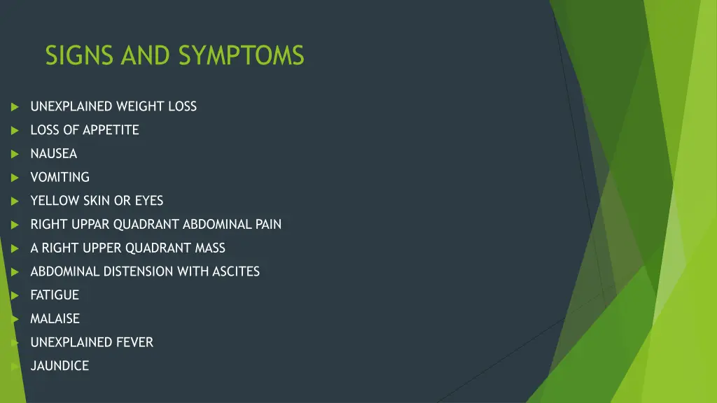 signs and symptoms