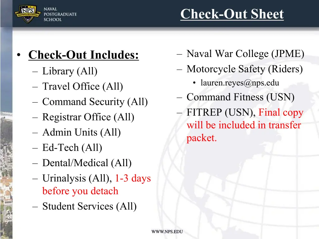 check out sheet