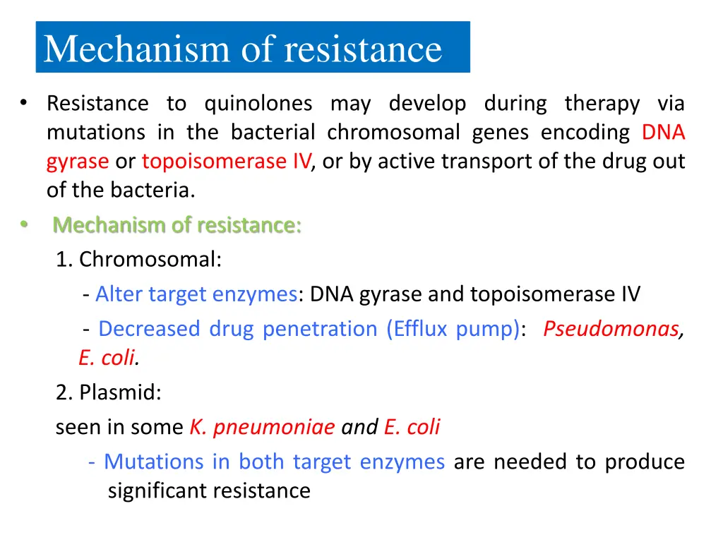 mechanism of resistance