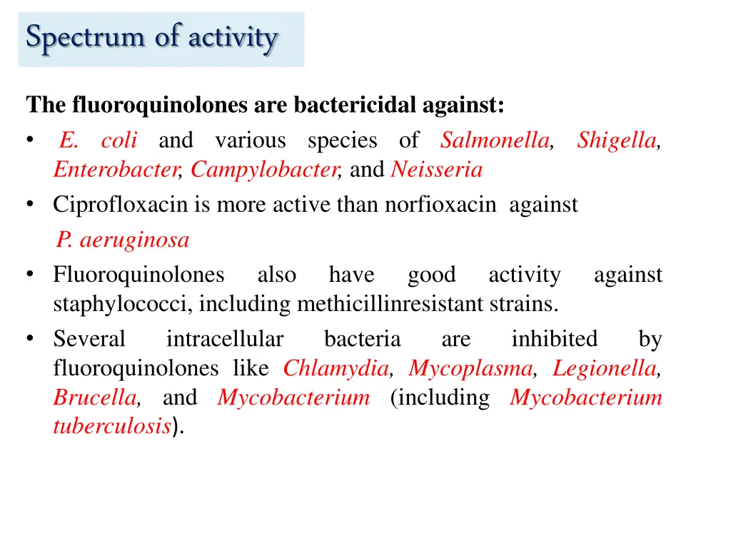 spectrum of activity