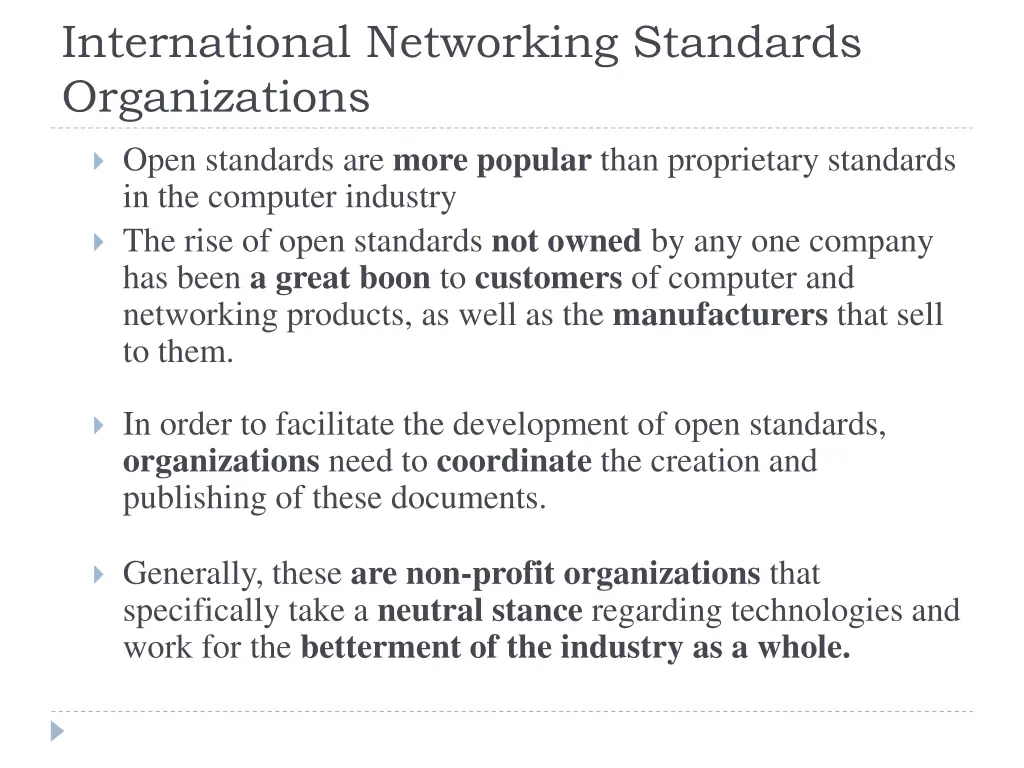 international networking standards organizations