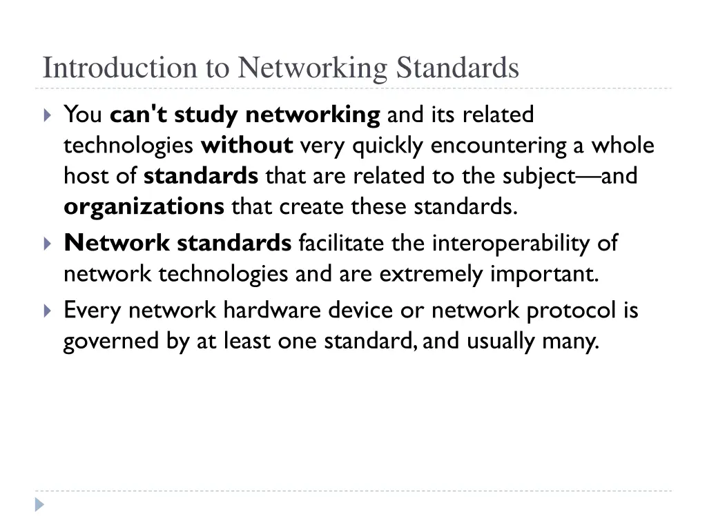 introduction to networking standards