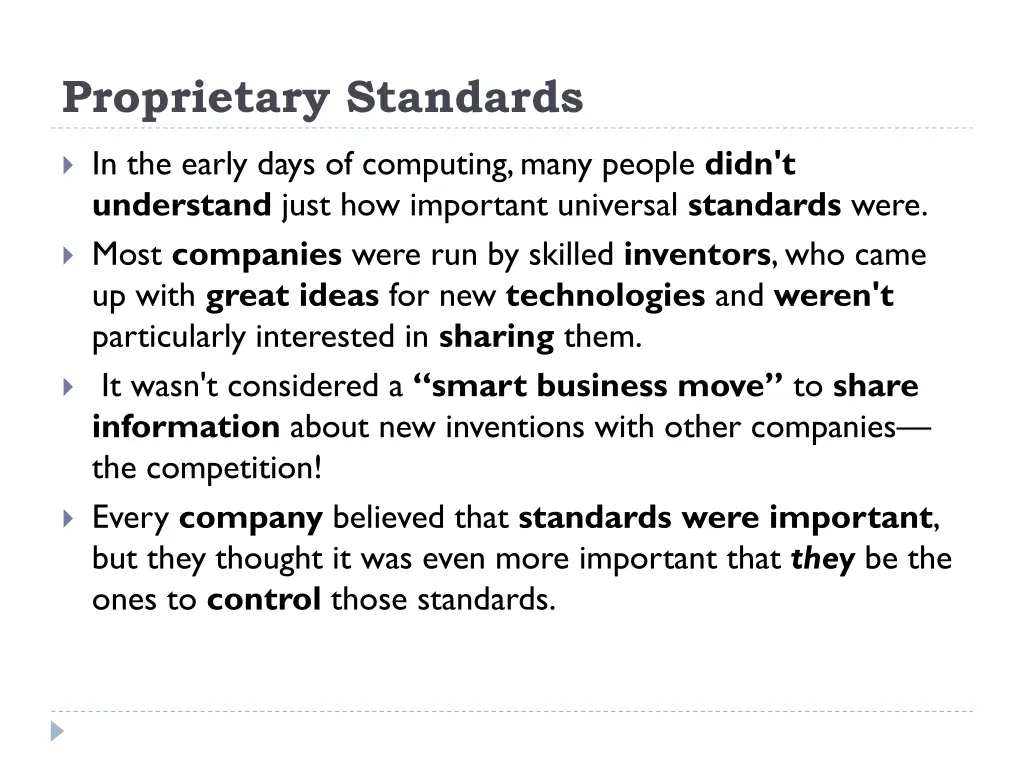 proprietary standards