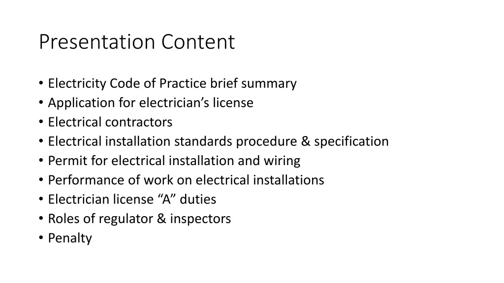 presentation content